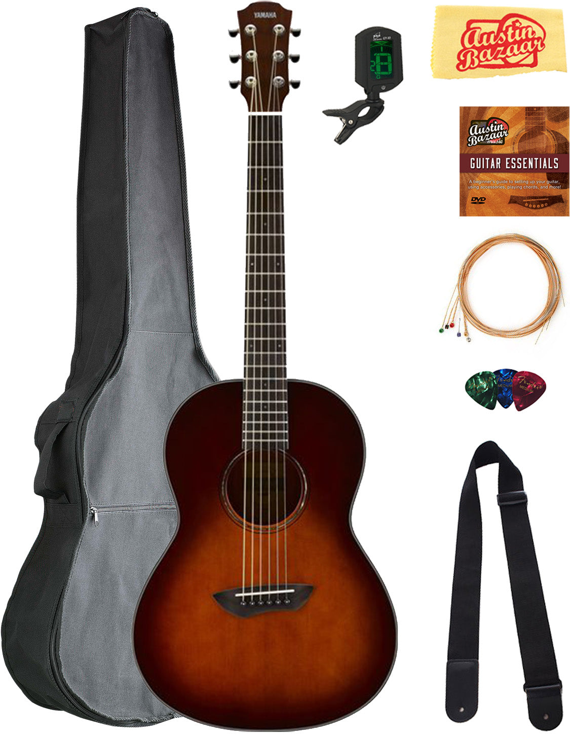 Yamaha CSF1M Solid Top Parlor Acoustic-Electric Guitar - Tobacco Brown Sunburst w/ Gig Bag
