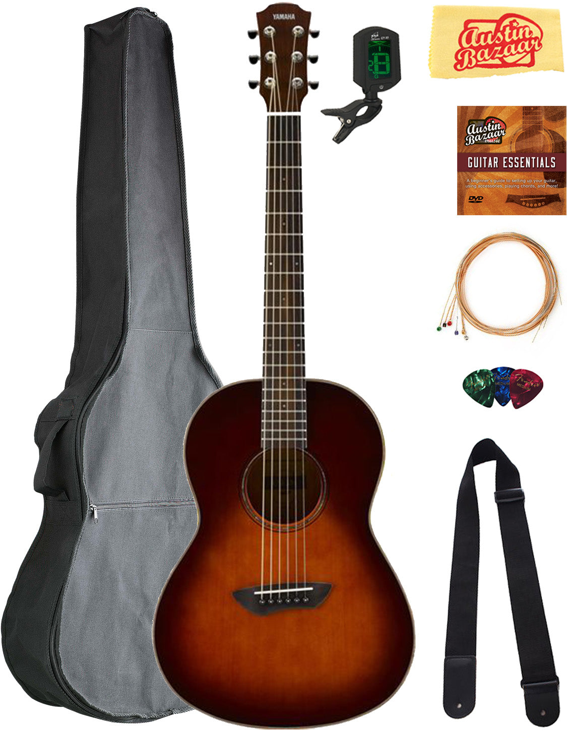 Yamaha CSF3M All-Solid Parlor Acoustic-Electric Guitar - Old Violin Sunburst w/ Gig Bag