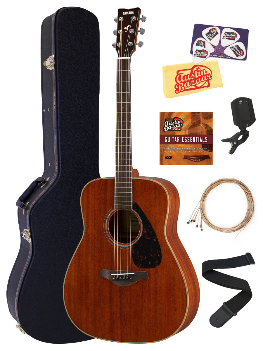 Yamaha FG850 Solid Top Folk Acoustic Guitar - Natural Mahogany w/ Hard Case
