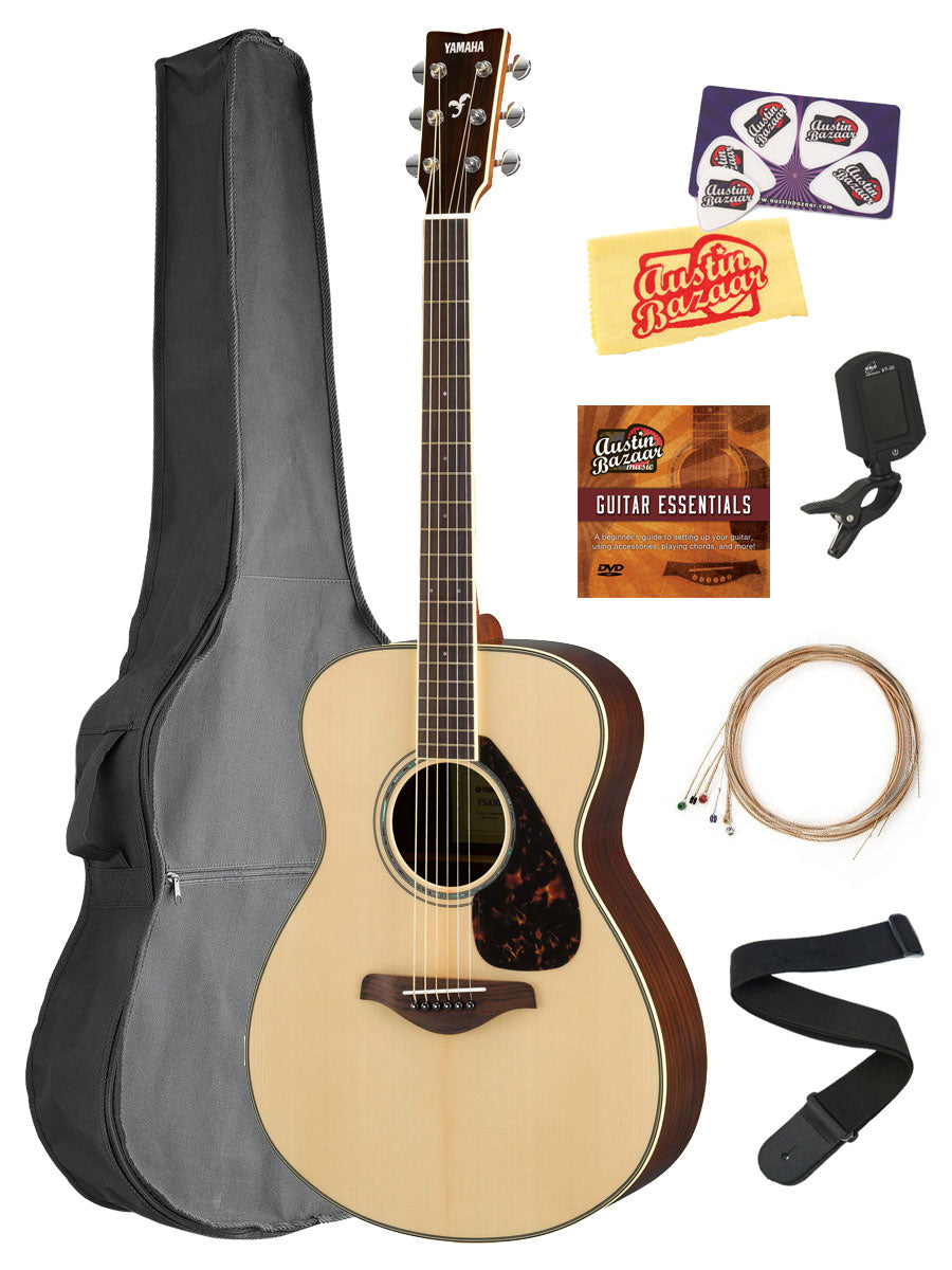 Yamaha FS830 Solid Top Small Body Acoustic Guitar - Natural w/ Gig Bag