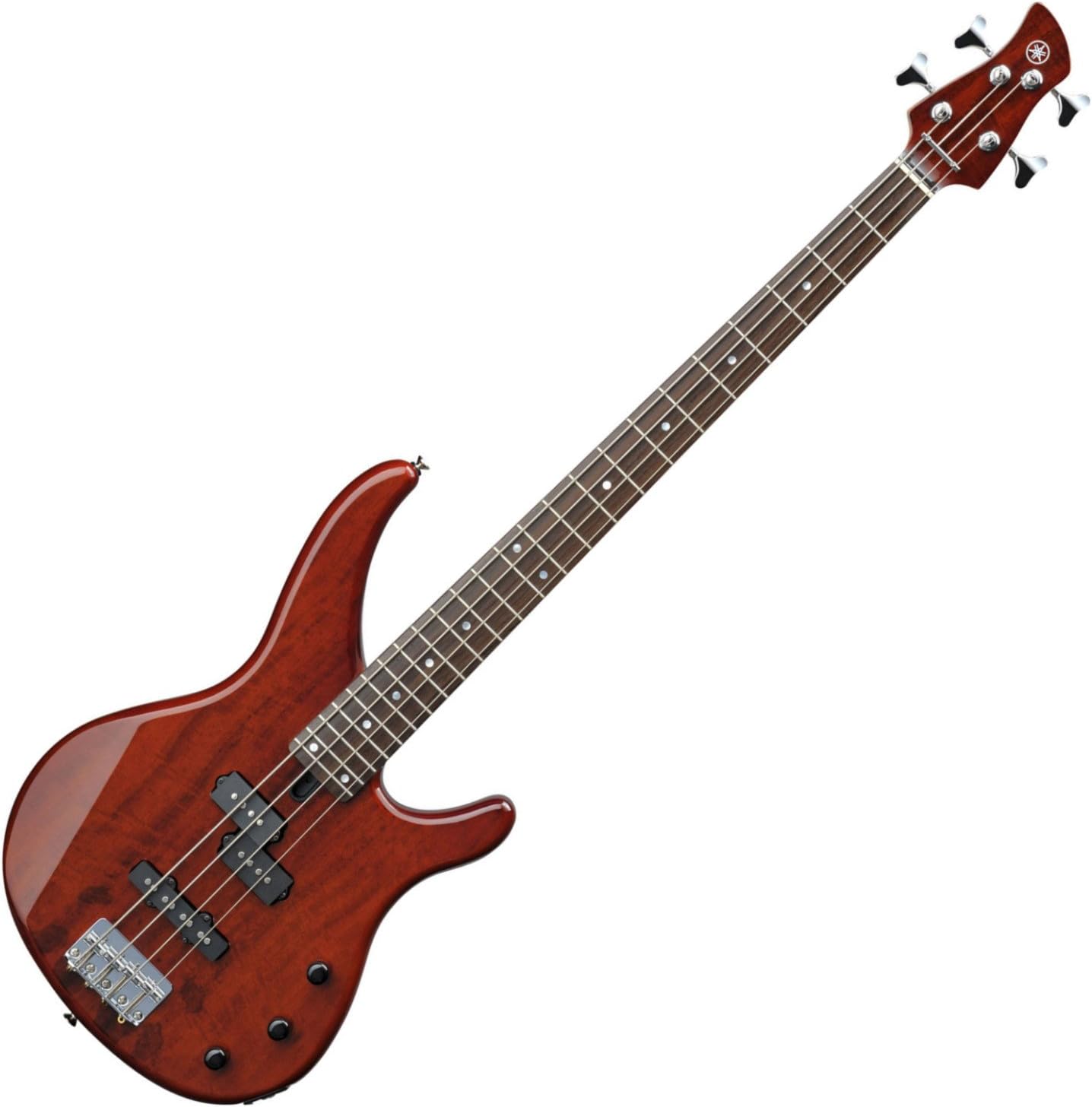 Yamaha TRBX174EW 4-String Exotic Wood Top Electric Bass Guitar - Root Beer