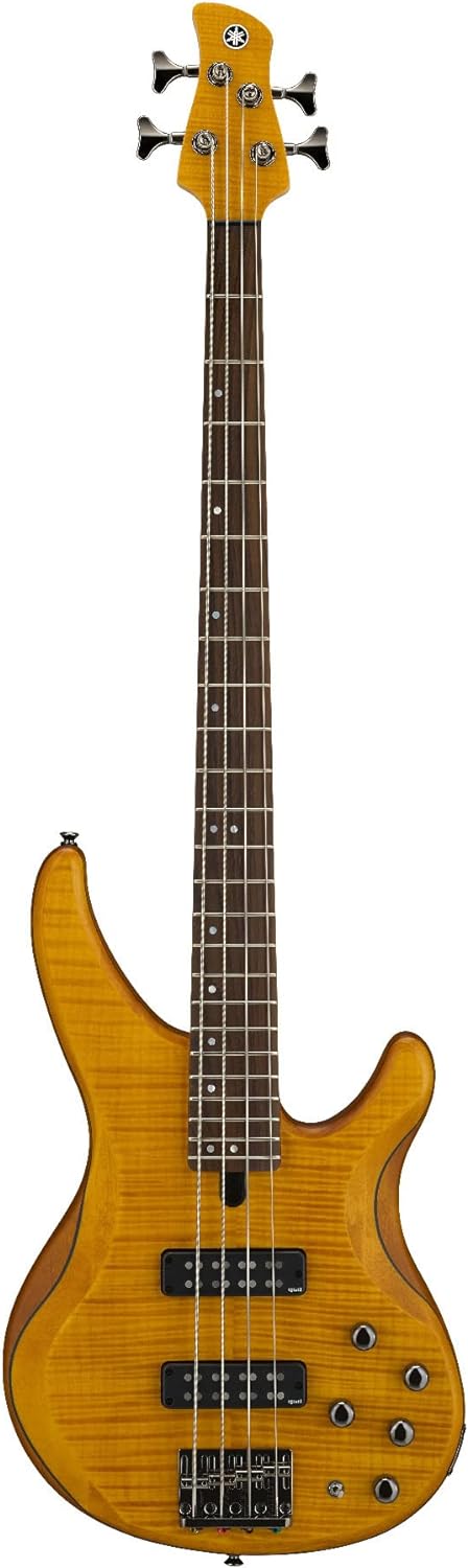 Yamaha TRBX604 4-String Flamed Maple Electric Bass Guitar - Matte Amber
