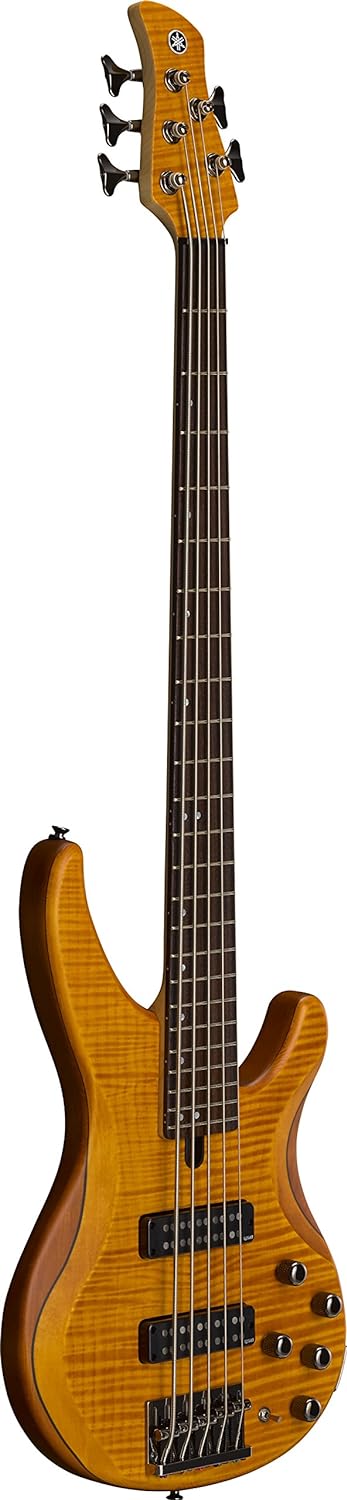 Yamaha TRBX605 5-String Flamed Maple Bass Guitar - Matte Amber