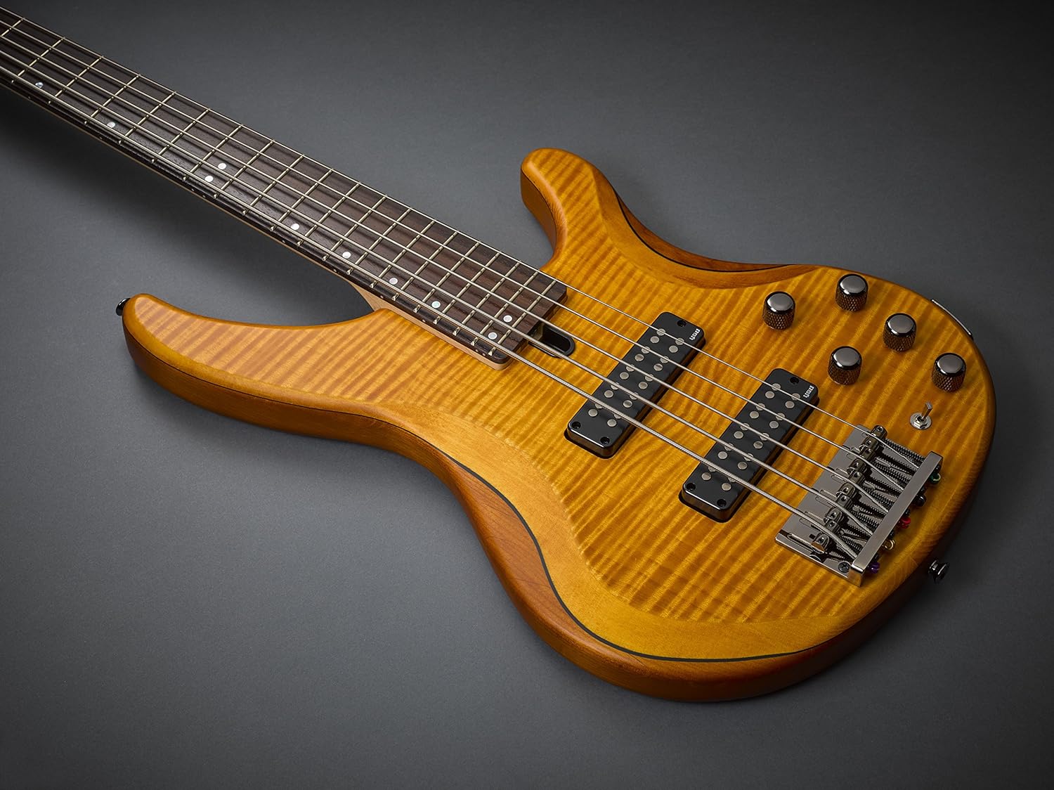 Yamaha TRBX605 5-String Flamed Maple Bass Guitar - Matte Amber