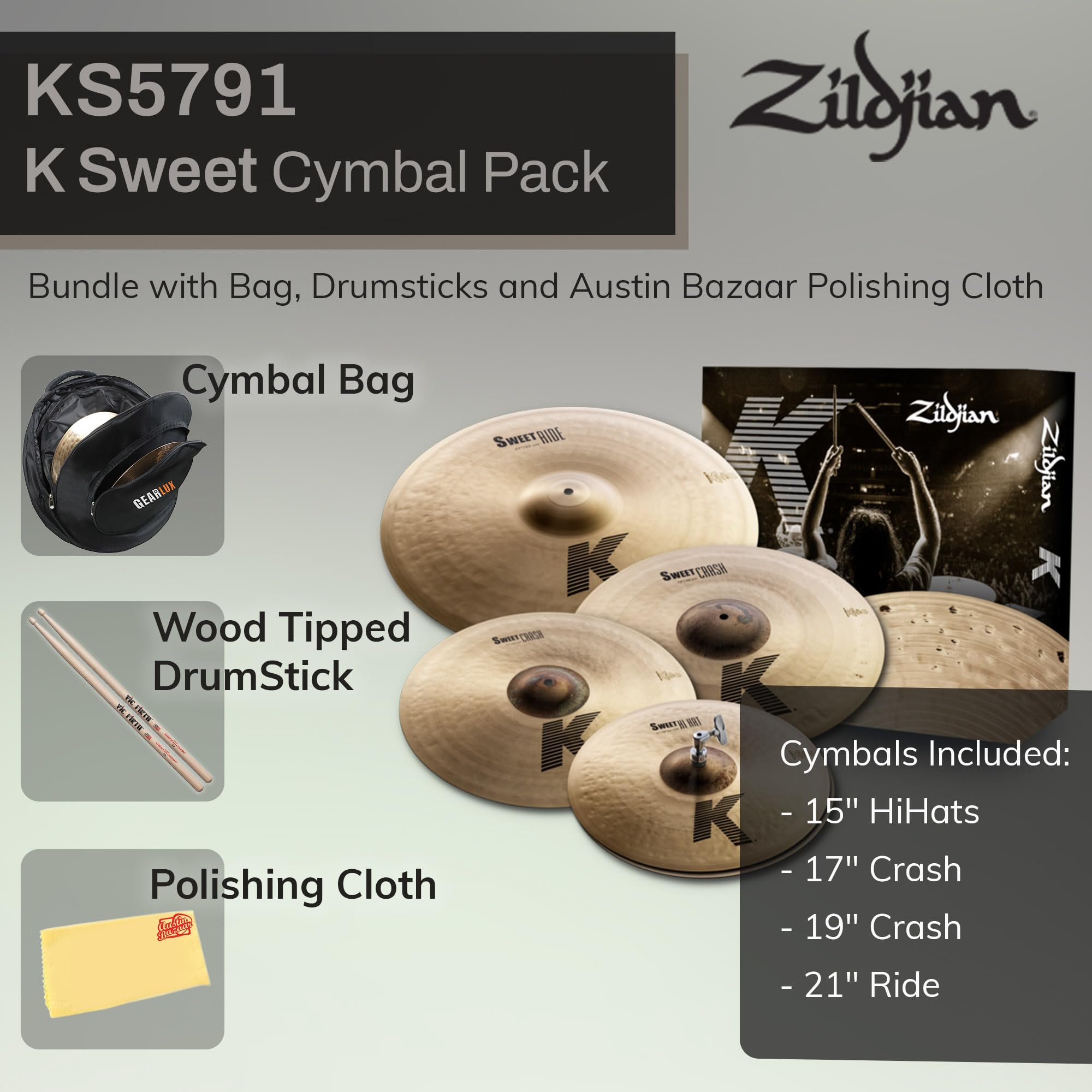 Zildjian KS5791 K Sweet Cymbal Pack w/ Cymbal Bag