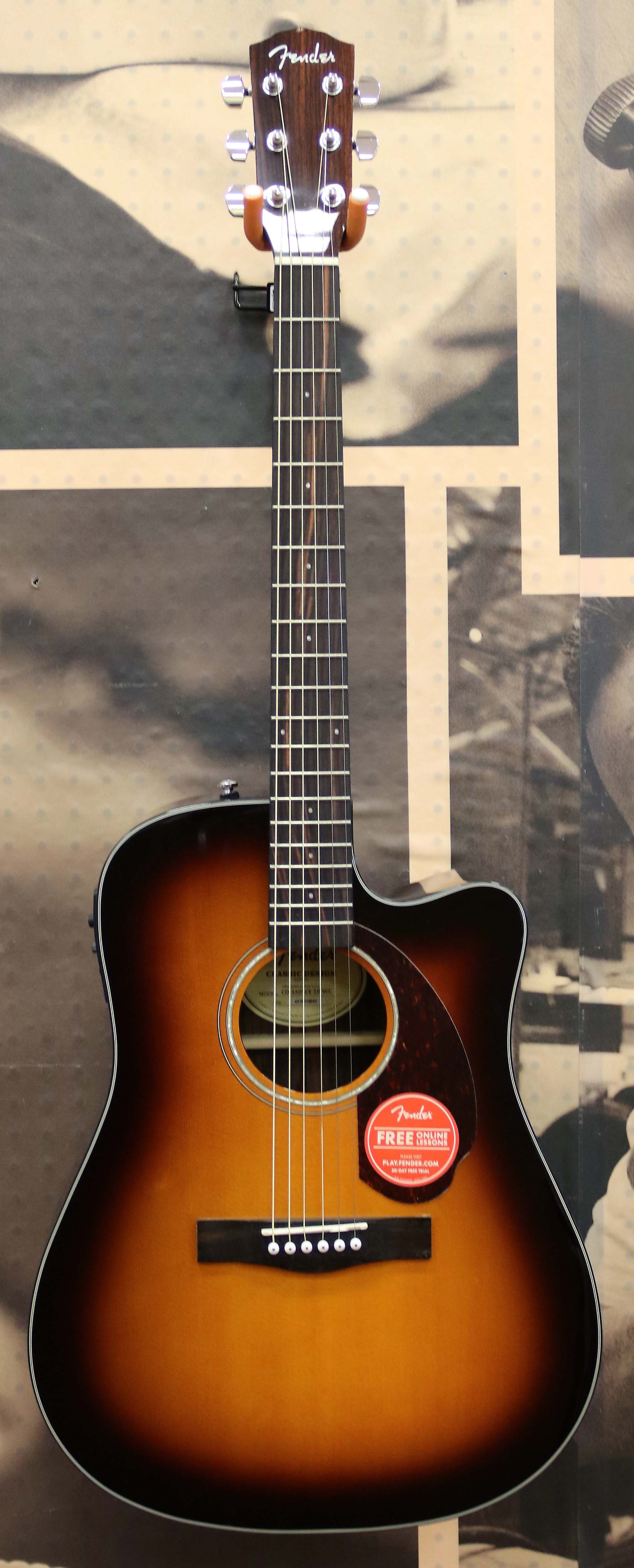 Fender CD140SCE Dreadnought AcousticElectric Guitar Sunburst eBay