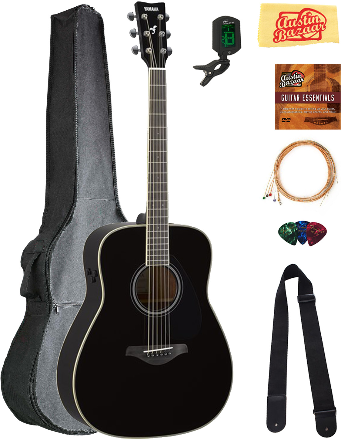 Image is loading Yamaha-FG-TA-Transacoustic-Guitar-Black-Bundle-w-