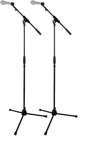Gearlux Tripod Boom Microphone Stand with Tripod Base, Adjustable Height - 2 Pack