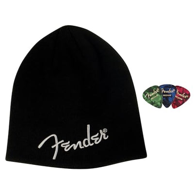 Fender Logo Beanie Cap - Black w/ Picks