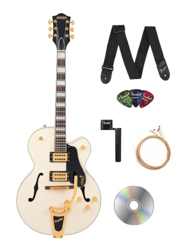 Gretsch G2420TG Streamliner Hollow Body with Bigsby Electric Guitar - Vintage White w/ Strap