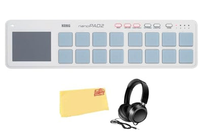 Korg nanoPAD2 Slim-Line USB Controller - White w/ Headphones