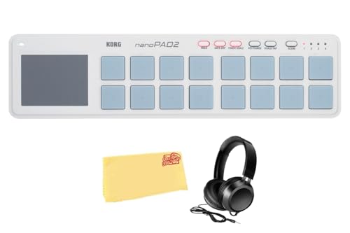 Korg nanoPAD2 Slim-Line USB Controller - White w/ Headphones