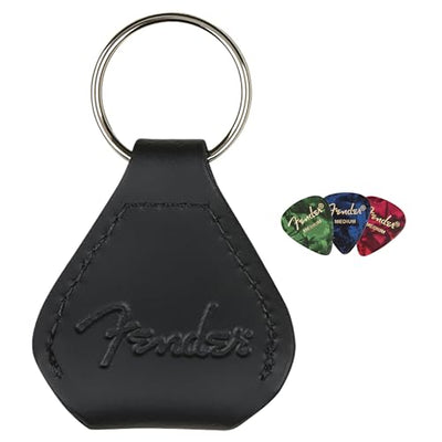 Fender Leather Pick Holder Keychain w/ Picks