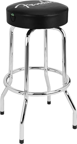 Fender 30-Inch Spaghetti Logo Pick Pouch Barstool - Black and Chrome