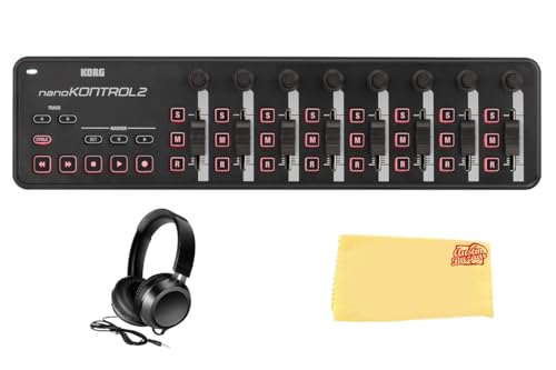 Korg nanoKONTROL2 Slim-Line USB Controller - Black w/ Headphones