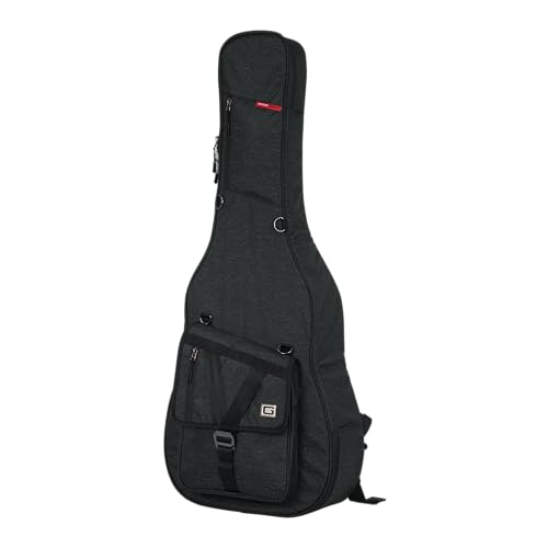 Gator GT-ACOUSTIC-BLK Transit Series Lightweight Acoustic Guitar Gig Bag - Charcoal Black Exterior