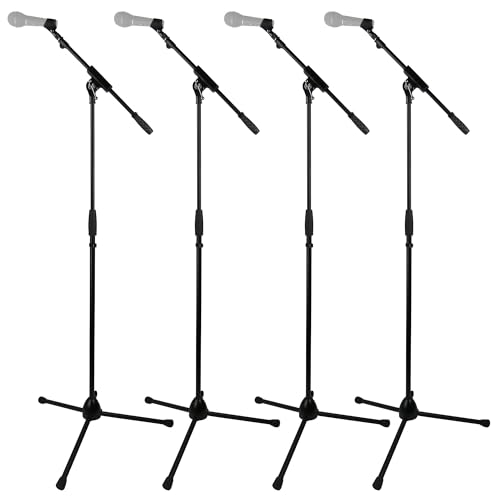 Gearlux Tripod Boom Microphone Stand with Tripod Base, Adjustable Height - 4 Pack