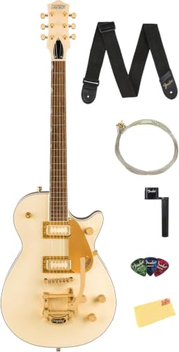 Gretsch Electromatic Pristine LTD Jet Single-Cut Electric Guitar with Bigsby - White Gold w/ Strap