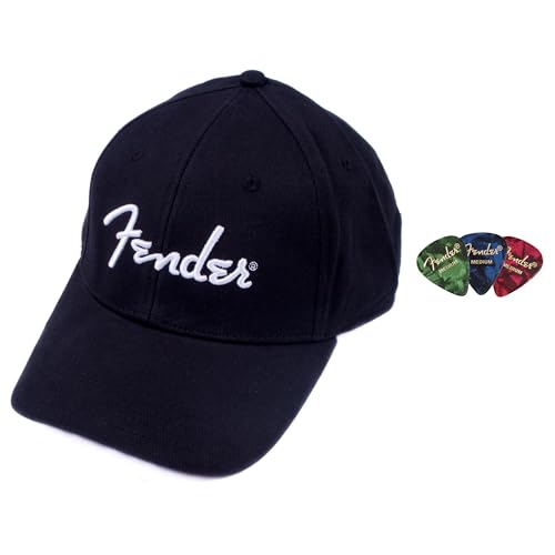 Fender Spaghetti Logo Hat, One Size Fits Most - Black w/ Picks