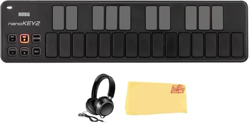 Korg nanoKEY2 Slim-Line USB Keyboard Controller - Black w/ Headphones