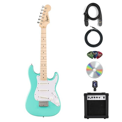 Fender Squier Mini Stratocaster Electric Guitar - Sea Foam Green w/ Amplifier