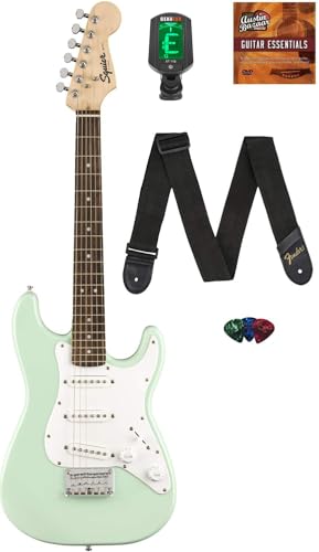 Fender Squier 3/4-Size Kids Mini Strat Electric Guitar - Surf Green w/ Tuner