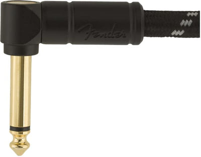 Fender 10-Foot Deluxe Instrument Cable, Straight-Angled, Black Tweed - 2 Pack