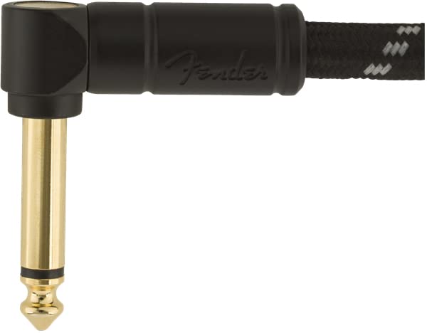 Fender 25-Foot Deluxe Instrument Cable, Straight-Angled, Black Tweed - 2 Pack