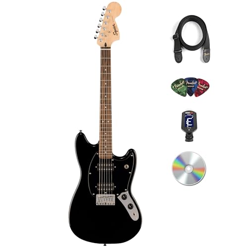 Fender Squier Sonic Mustang HH Electric Guitar - Black w/ Tuner