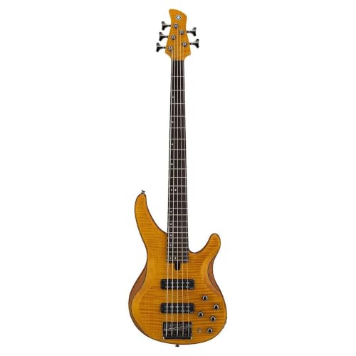 Yamaha TRBX605 5-String Flamed Maple Bass Guitar - Matte Amber