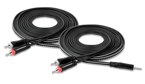 Gearlux 15-Foot TRS-to-Dual-RCA Stereo Breakout Cable - 2 Pack