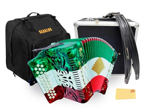 Rossetti 3112 31-Button 12-Bass Diatonic Accordion, Key of GCF - Italian Flag Tricolor w/ Hard Case