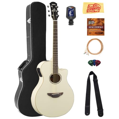 Yamaha APX600 Thin Body Acoustic-Electric Guitar - Vintage White w/ Hard Case