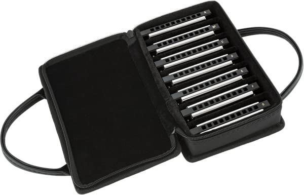 Fender Blues Deluxe Harmonica Set of 7 - Keys A, Bb, C, D, E, F, and G w/ Carrying Case
