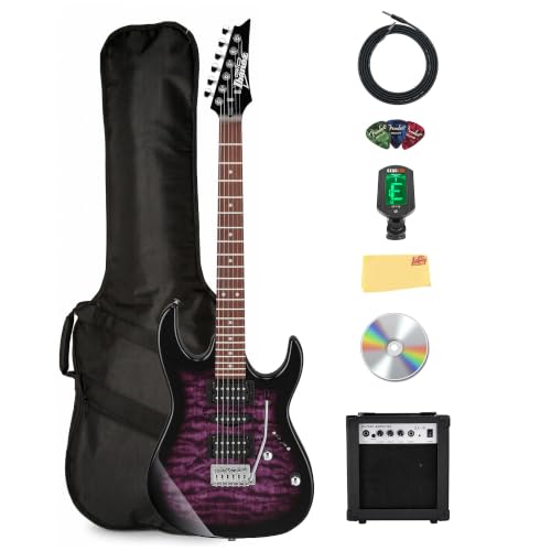 Ibanez GRX70QA RG Gio Electric Guitar - Transparent Violet Sunburst w/ Amplifier