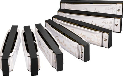 Fender Blues Deluxe Harmonica Set of 7 - Keys A, Bb, C, D, E, F, and G w/ Carrying Case