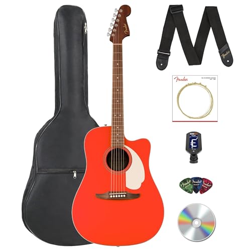 Fender California Standard Redondo CE Dreadnought Acoustic-Electric Guitar - Fiesta Red w/ Gig Bag