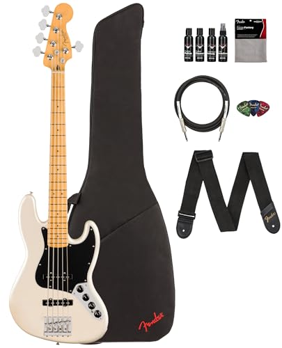 Fender Player II Modified Active Jazz Bass V - Olympic Pearl w/ Cleaning Kit