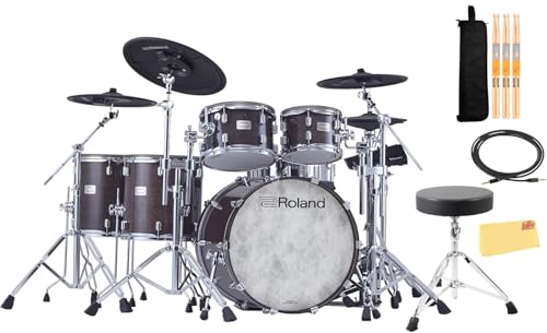 Roland VAD716-GE V-Drums Acoustic Design Electronic Drum Set - Gloss Ebony w/ Drum Throne