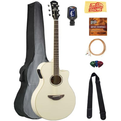 Yamaha APX600 Thin Body Acoustic-Electric Guitar - Vintage White w/ Gig Bag