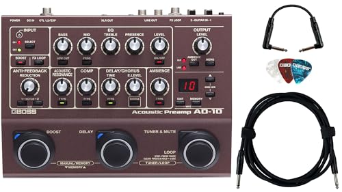 Boss AD-10 Acoustic Preamp w/ Instrument Cables