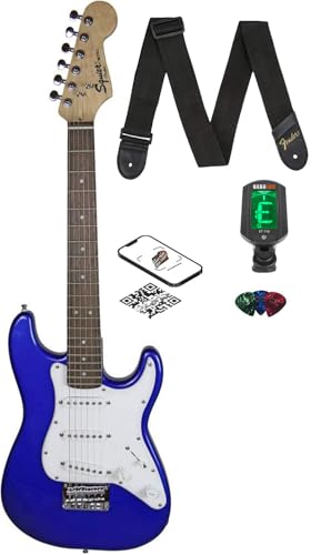 Fender Squier 3/4-Size Kids Mini Strat Electric Guitar - Imperial Blue w/ Tuner