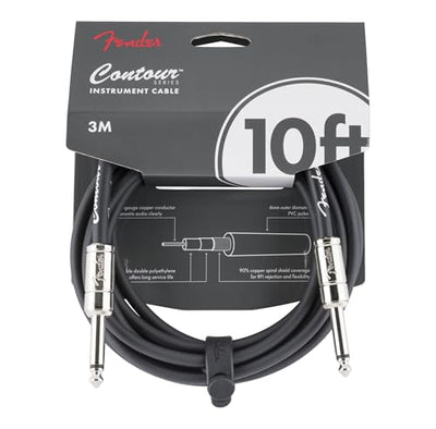Fender Contour 10-Foot Instrument Cable, Straight-Straight, Black