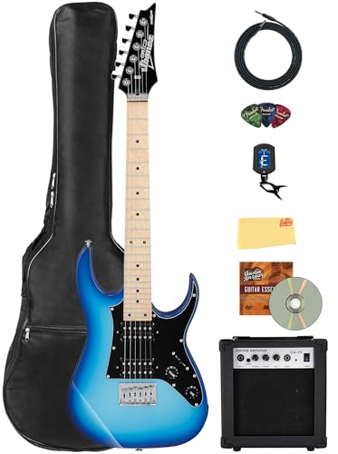 Ibanez GRGM21M RG Gio miKro Short-Scale Electric Guitar - Blue Burst w/ Amplifier