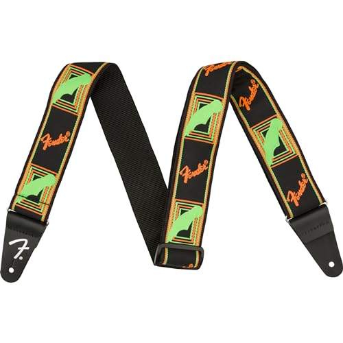 Fender Neon Monogrammed 2-Inch Guitar Strap - Green and Orange