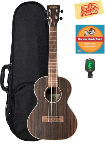 Kala KA-EBY-TE Striped Ebony Tenor Acoustic-Electric Ukulele w/ Hard Case