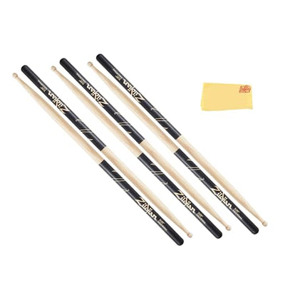 Zildjian 7A Black DIP Wood Tip Drumsticks - 3 Pack