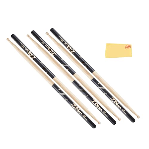 Zildjian 7A Black DIP Wood Tip Drumsticks - 3 Pack