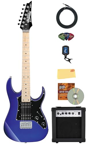 Ibanez GRGM21M miKro Short Scale Electric Guitar - Jewel Blue w/ Amplifier