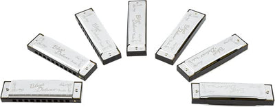 Fender Blues Deluxe Harmonica Set of 7 - Keys A, Bb, C, D, E, F, and G w/ Carrying Case